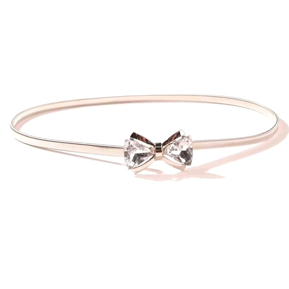 Elegant Silver Bow Women's Belt